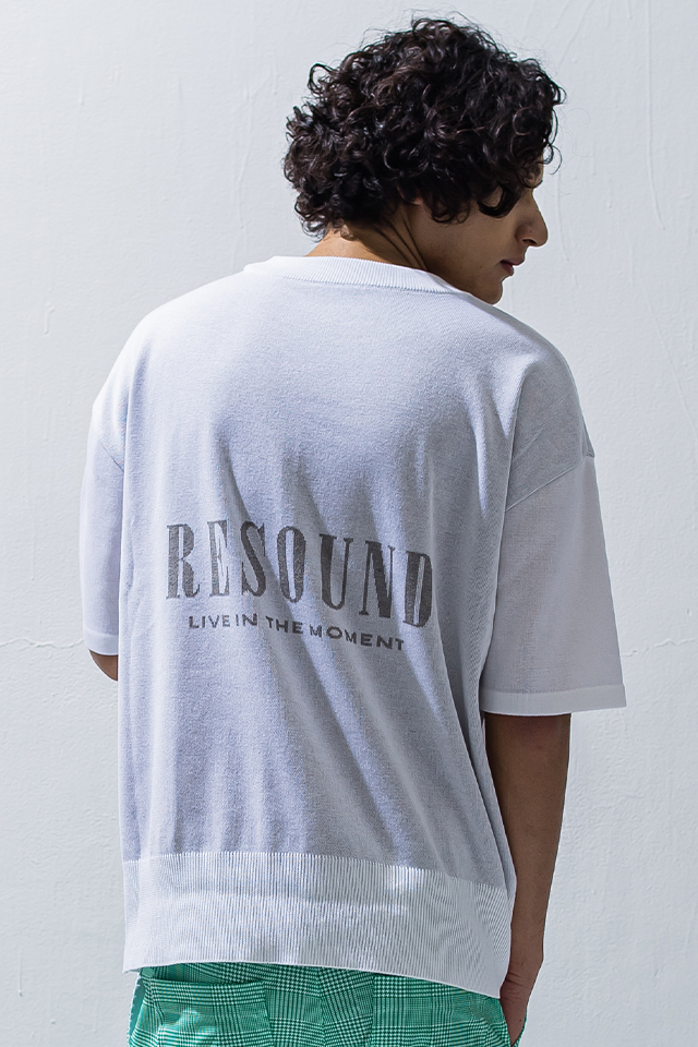 RESOUND CLOTHING リサウンドクロージング RC28-K-002 BACK ROGO HALF KNT 半袖コットンニット WHITE 正規通販 メンズ