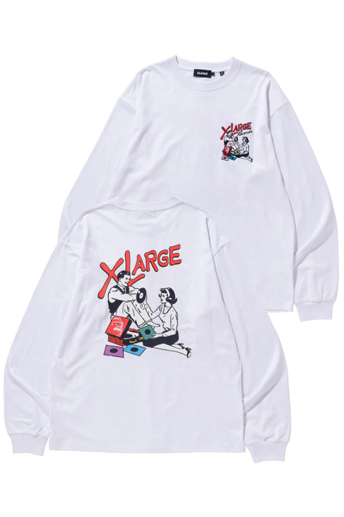 XLARGE エクストララージ 101231011001 LISTEN TO THE RECORD L/S TEE XLARGE ロングスリーブTシャツ WHITE 正規通販 メンズ レディース