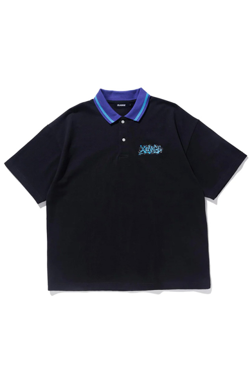 XLARGE エクストララージ 101232013010 BARBED WIRE LOGO EMBROIDERY POLO SHIRT XLARGE ポロシャツ BLACK 正規通販 メンズ レディース