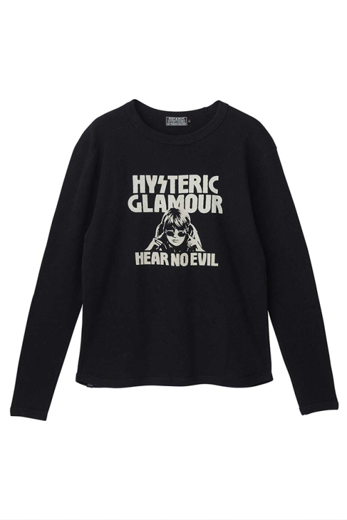 HYSTERIC GLAMOUR ヒステリックグラマー 02263CL05 HEAR NO EVIL Tシャツ BLACK 正規通販 メンズ