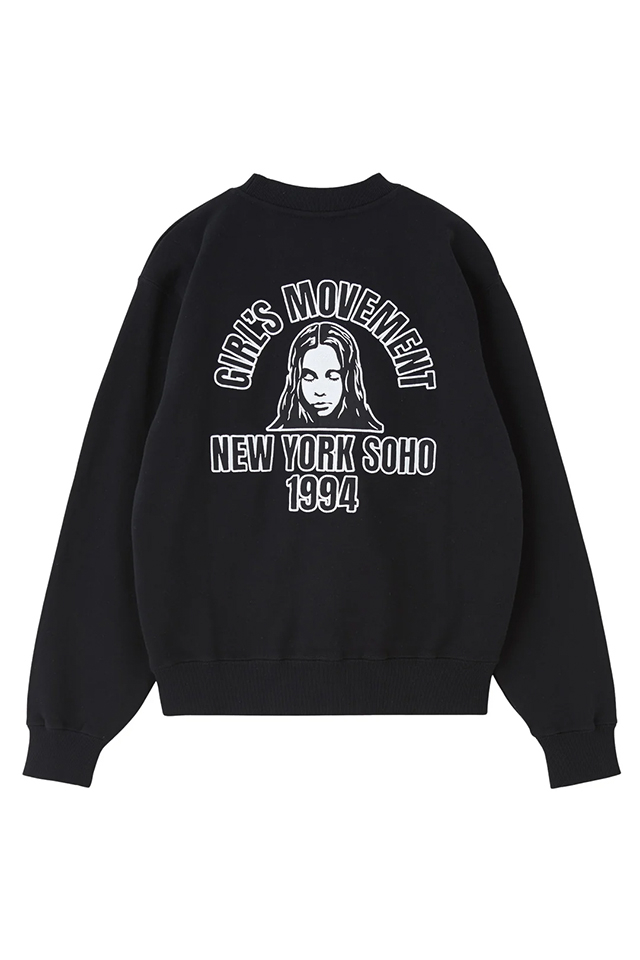 X-girl エックスガール 105263012007 ARCH LOGO AND FACE PATCH SWEATSHIRT クルーネックスウェット BLACK 正規通販 レディース