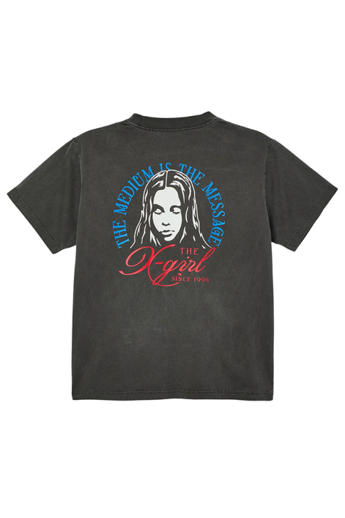 X-girl エックスガール 105262011033 FADED TRI-COLOR FACE S/S TEE Tシャツ BLACK 正規通販 レディース