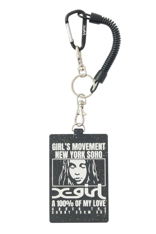 X-girl エックスガール 105263054013 FACE BOX AND MESSAGE RUBBER PASS CASE パスケース BLACK 正規通販 レディース