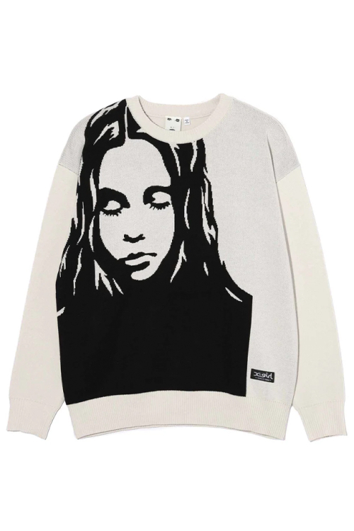 X-girl エックスガール 105233015004 FACE JACQUARD KNIT TOP X-girl フェイスジャガーニット WHITE 正規通販 レディース