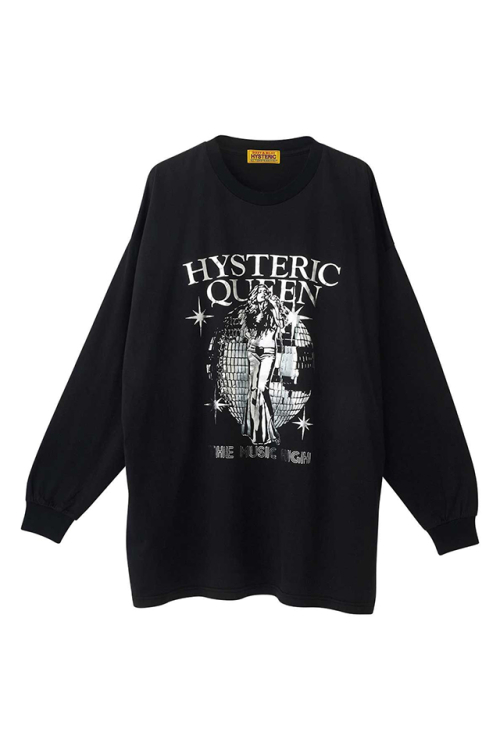 HYSTERIC GLAMOUR ヒステリックグラマー 01253CL04 HYSTERIC QUEEN オーバーサイズTシャツ BLACK 正規通販 レディース