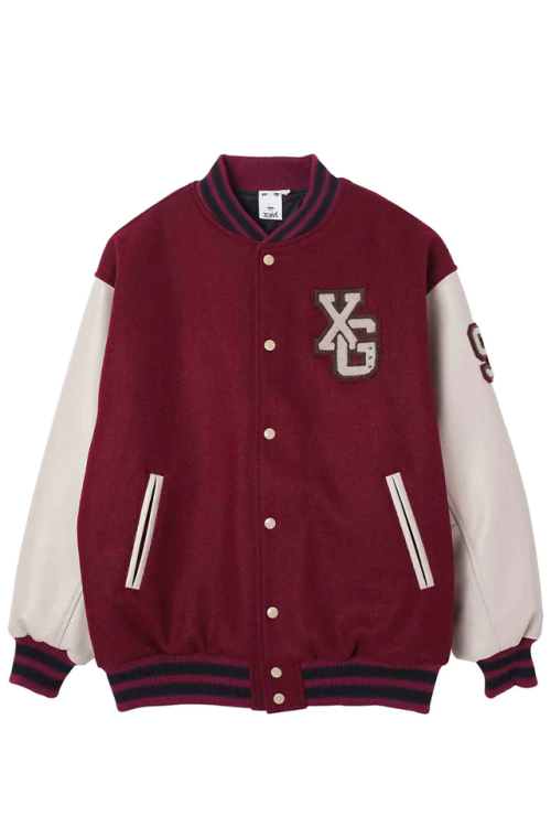 X-girl エックスガール 105234021010 COLLEGE LOGO STADIUM JUMPER X-girl スタジャン BURGUNDY 正規通販 レディース