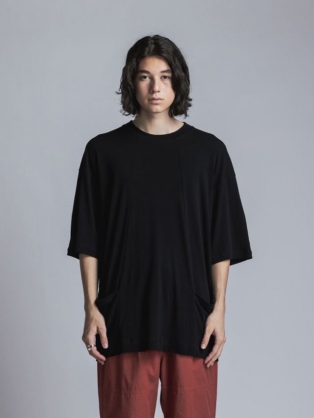 The Viridi-anne ザ ヴィリジアン VI-3496-01 SHORT SLEEVE T-SHIRT 5分袖ポケットTシャツ BLACK 正規通販 メンズ