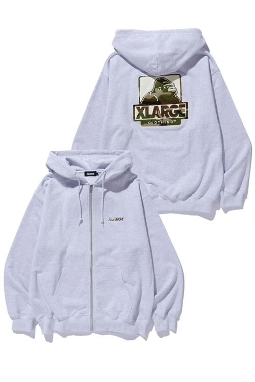 XLARGE エクストララージ 101261012001 OG BOX ZIP UP HOODED SWEATSHIRT ジップパーカー ASH 正規通販 メンズ レディース