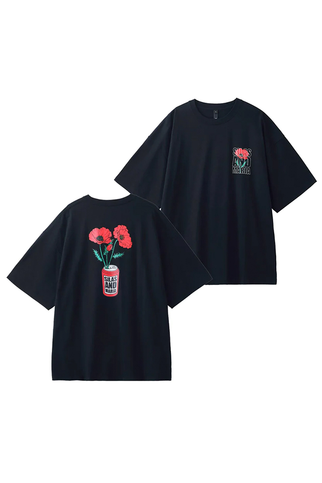 SILAS サイラス 110232011029 POPPY PRINT WIDE S/S TEE SILAS Tシャツ BLACK 正規通販 メンズ