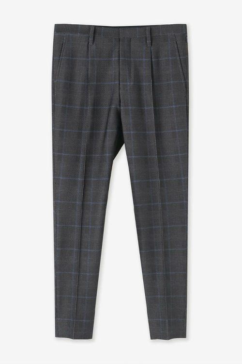 junhashimoto ジュンハシモト 1072420052 ACTIVE CLASSIC ONE TUCK XI PANTS -USO WOOL- 1タックパンツ NAVY CHECK  正規通販 メンズ