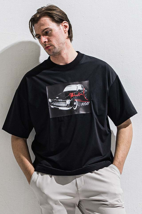 DELAY ディレイ DP1-T-004 car overnylon T オーバーサイズTシャツ BLACK 正規通販 メンズ 2026年4月20日入荷予定