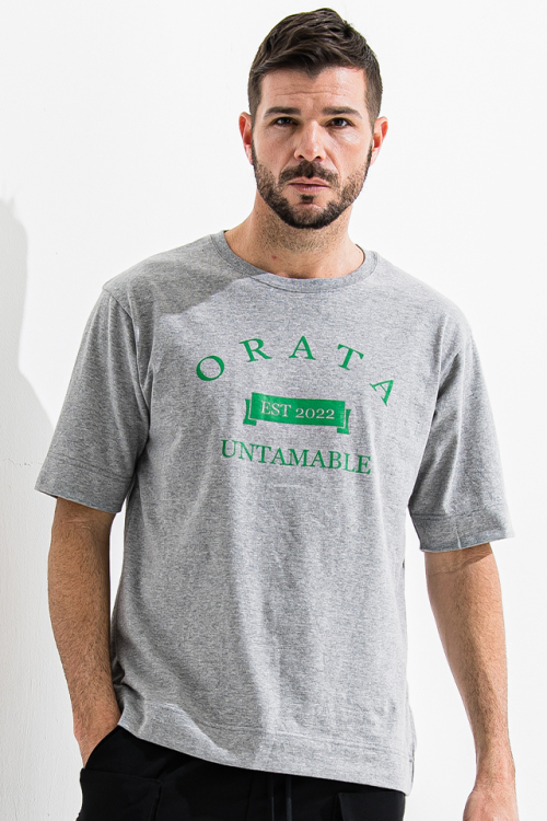 ORATA オラータ OR2-T-001 vintage college crew T プリントTシャツ GRAY 正規通販 メンズ