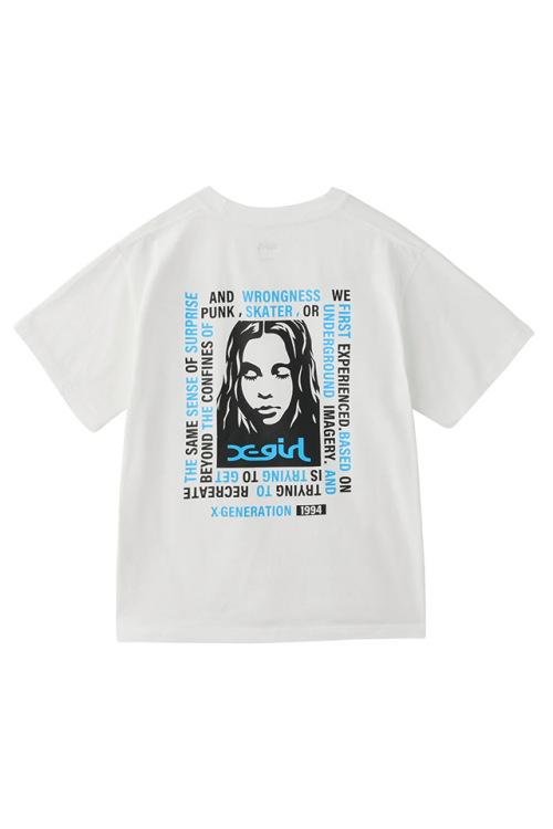 X-girl エックスガール 105253011013 MESSAGE BOX FRAMED FACE S/S TEE Tシャツ WHITE 正規通販 レディース