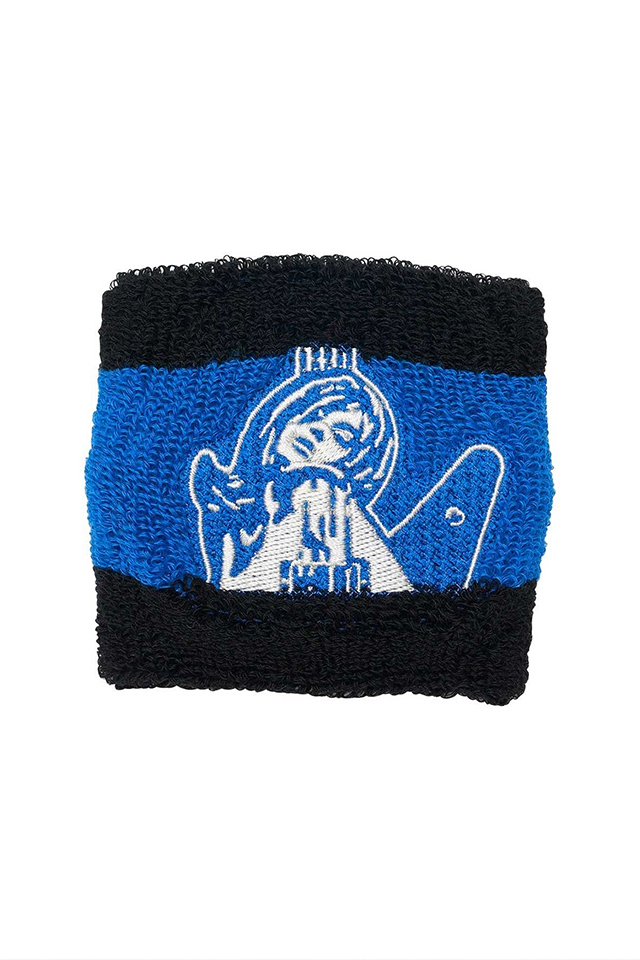 HYSTERIC GLAMOUR ヒステリックグラマー 01261QG02 GUITAR GIRL刺繍 リストバンド BLUE 正規通販 メンズ レディース