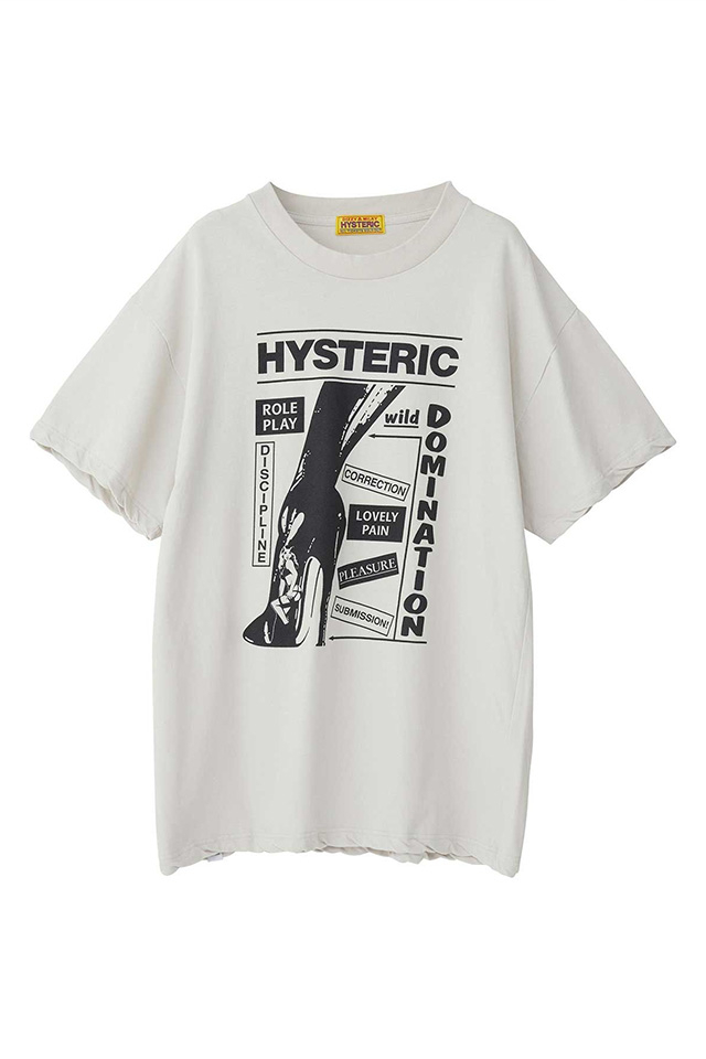 HYSTERIC GLAMOUR ヒステリックグラマー 01261CT24 HYS DOMINATRIX BOOT オーバーサイズTシャツ BEIGE 正規通販 レディース