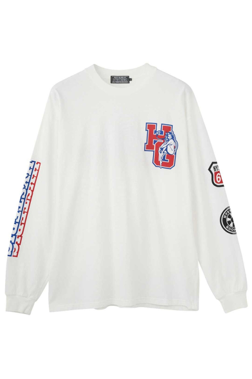 HYSTERIC GLAMOUR ヒステリックグラマー 02233CL05 MOTOR CITY FEVER Tシャツ WHITE 正規通販 メンズ