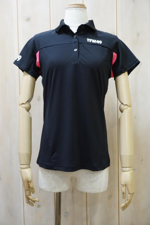 TFW49 TL10231002 SIDE MESH POLO サイドメッシュポロシャツ BLK × BLK 正規通販 ゴルフ レディース