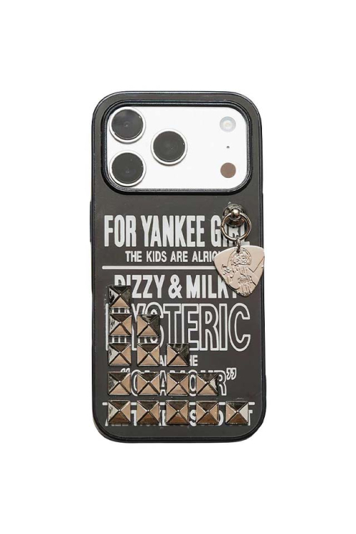 HYSTERIC GLAMOUR ヒステリックグラマー 01263QG12 DIZZY＆MILKY スタッズiPhoneカバー BLACK 正規通販 メンズ レディース