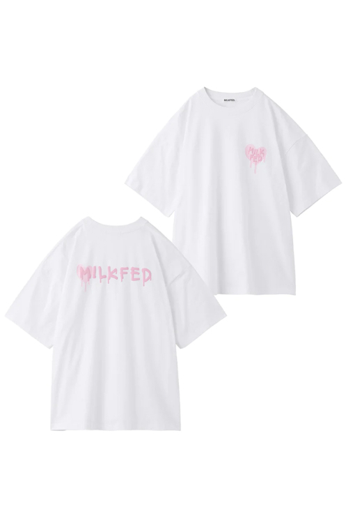 MILKFED. ミルクフェド 103232011006 LOVE DRIP LOGO WIDE S/S TEE MILKFED. Tシャツ WHITE 正規通販 レディース