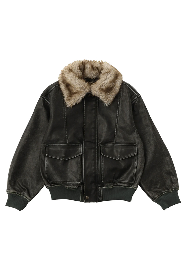 X-girl エックスガール 105254021003 EMBOSSED LOGO PATCH DISTRESSED FAUX LEATHER JACKET ジャケット BLACK 正規通販 レディース