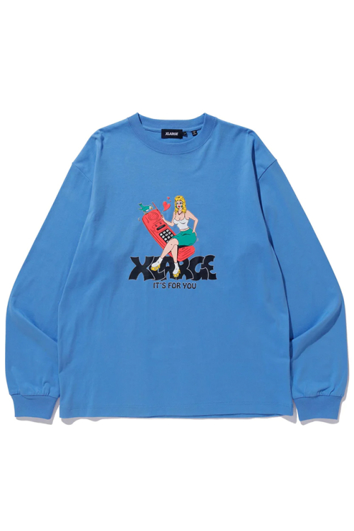 XLARGE エクストララージ 101231011015 TELEPHONE L/S TEE XLARGE ロングスリーブTシャツ LtBLUE 正規通販 メンズ レディース