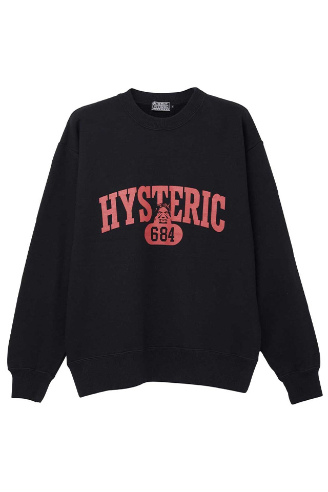 HYSTERIC GLAMOUR ヒステリックグラマー 02241CS02 EVIL COLLEGE スウェット BLACK 正規通販 メンズ