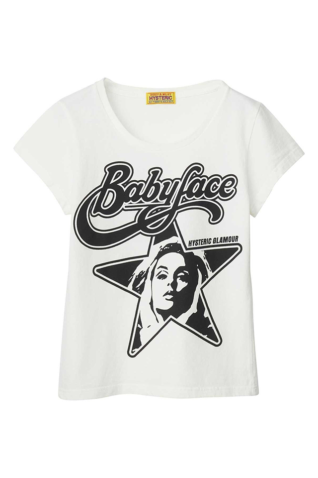 HYSTERIC GLAMOUR ヒステリックグラマー 01263CT01 HYSTERIC BABYFACE STAR Tシャツ WHITE 正規通販 レディース