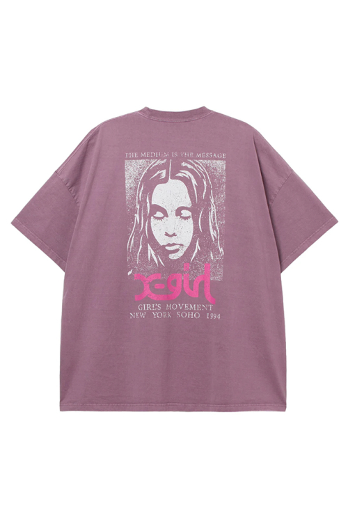 X-girl エックスガール 105261041002 FADED FACE S/S BIG TEE DRESS Tシャツワンピース PURPLE 正規通販 レディース