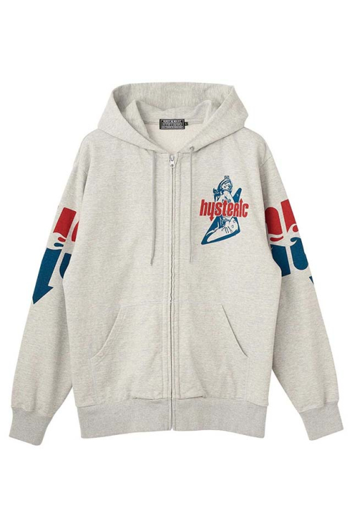 HYSTERIC GLAMOUR ヒステリックグラマー 02261CF01 HYS FLARE LOGO パーカー TOP GRAY 正規通販 メンズ