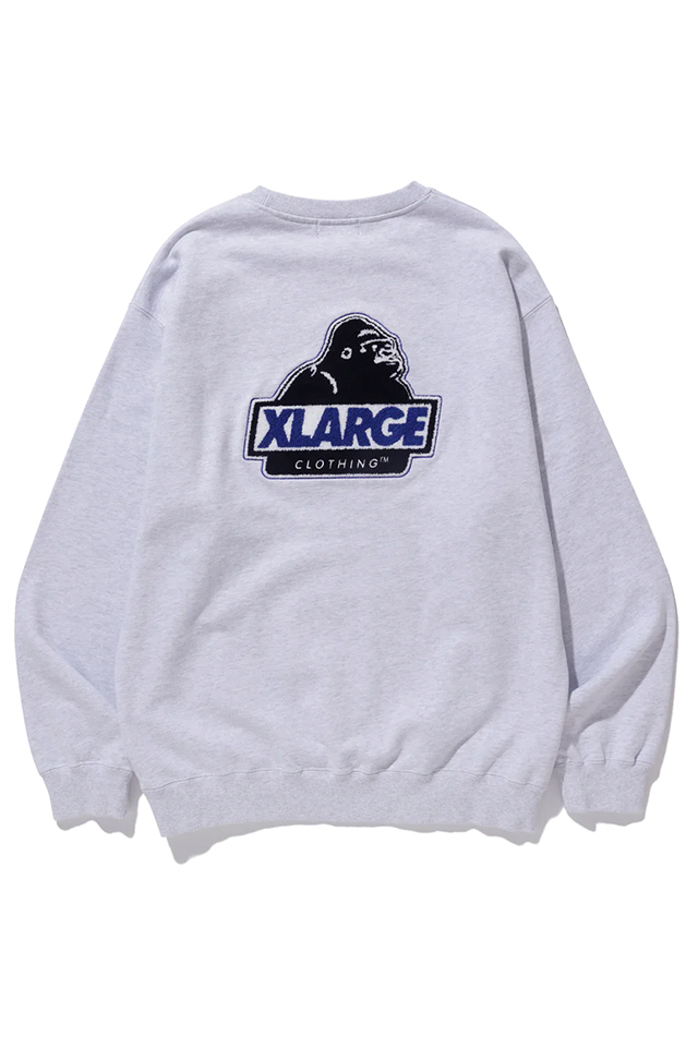 XLARGE エクストララージ 101234012010 CHENILLE SLANTED OG CREWNECK SWEATSHIRT XLARGE クルーネックスウェット ASH 正規通販 メンズ レディース