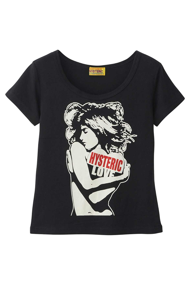 HYSTERIC GLAMOUR ヒステリックグラマー 01241CT06 HYSTERIC LOVE チビTシャツ BLACK 正規通販 レディース