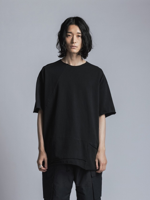 The Viridi-anne ザ ヴィリジアン VI-3464-01 STRETCH JERSEY S/S T-SHI RT ストレッチジャージーTシャツ BLACK 正規通販 メンズ