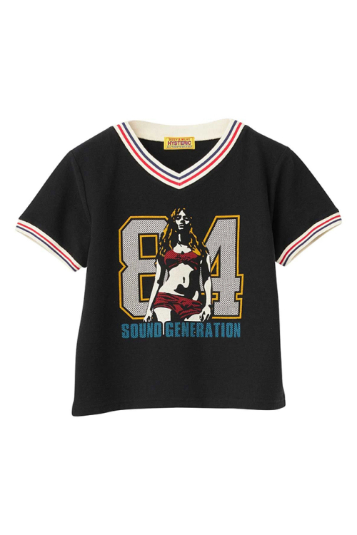 HYSTERIC GLAMOUR ヒステリックグラマー 01261CT13 84 SOUNDS Tシャツ BLACK 正規通販 レディース