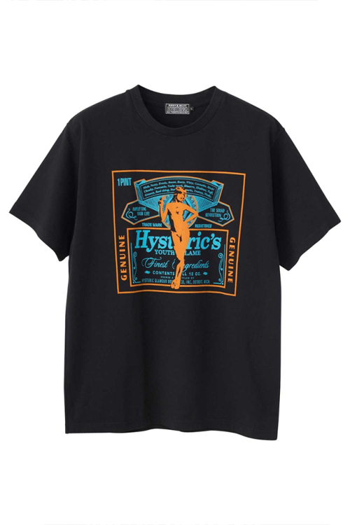 HYSTERIC GLAMOUR ヒステリックグラマー 02251CT05 HG LABEL Tシャツ BLACK 正規通販 メンズ