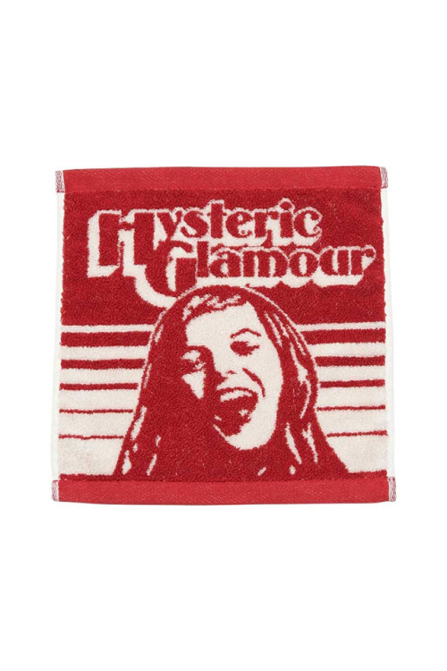 HYSTERIC GLAMOUR ヒステリックグラマー 02241QC01 MAKE ME SMILE タオルハンカチ RED 正規通販 メンズ レディース