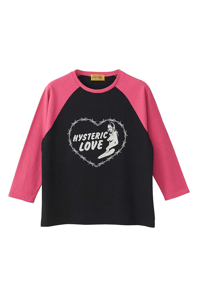 HYSTERIC GLAMOUR ヒステリックグラマー 01253CL09 HYSTERIC LOVE 七分袖Tシャツ PINK 正規通販 レディース
