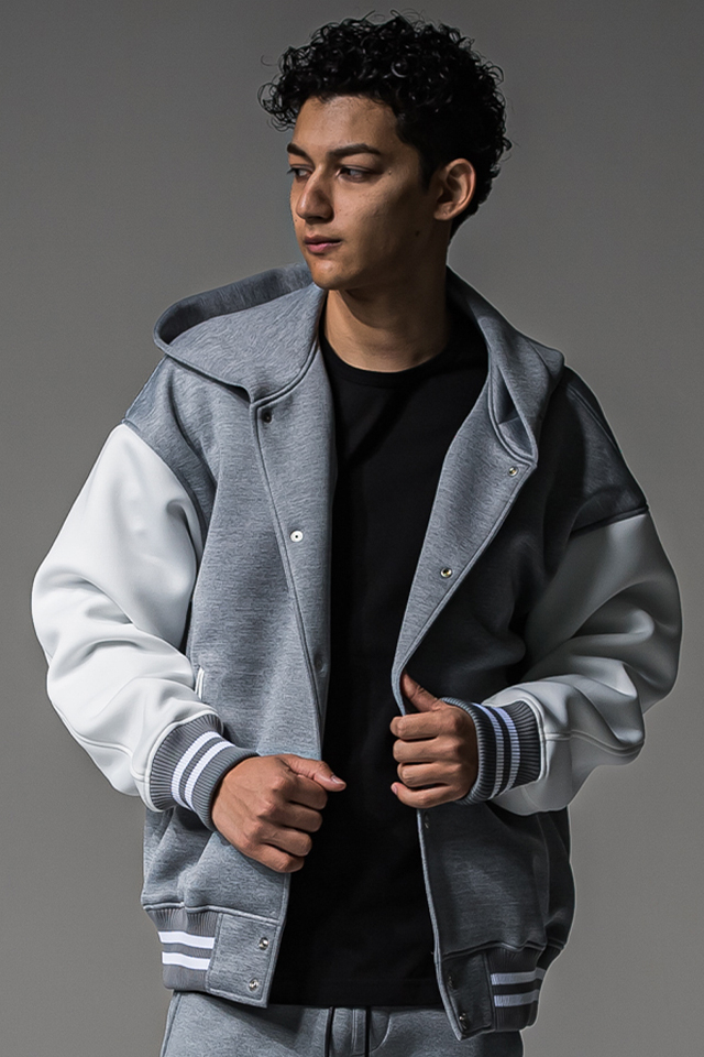 RESOUND CLOTHING リサウンドクロージング RC37-C-007 HD Varsity hoodie フードデッドスタジャン GRAY 正規通販 メンズ 2025年10月20日入荷予定