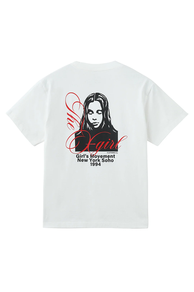 X-girl エックスガール 105261011011 CURSIVE SCRIPT LOGO AND FACE S/S TEE Tシャツ WHITE 正規通販 レディース