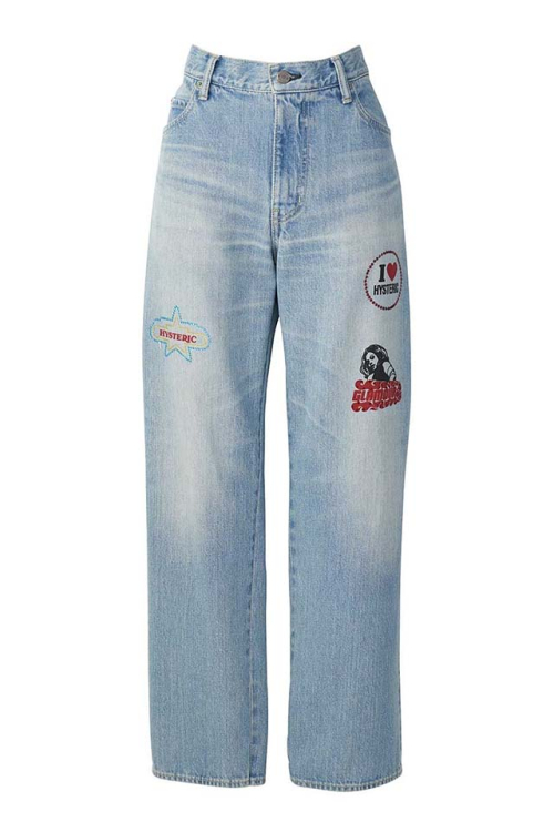 HYSTERIC GLAMOUR ヒステリックグラマー 01253AP05 HYS LOGO ストレートデニムパンツ LIGHT INDIGO BLUE 正規通販 レディース