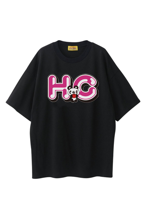 HYSTERIC GLAMOUR ヒステリックグラマー 01241CT08 HG APPLE PANDA オーバーサイズTシャツ BLACK 正規通販 レディース