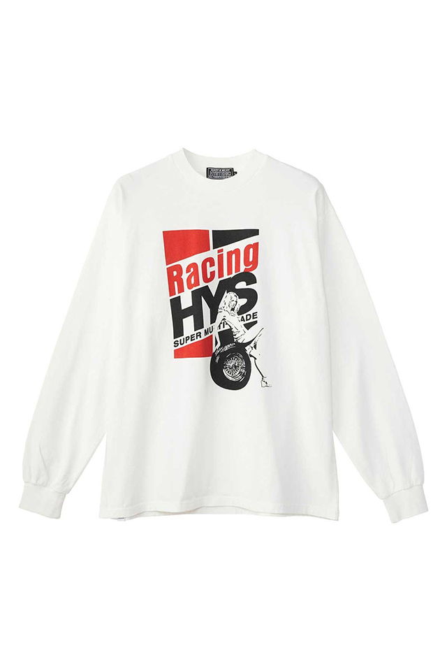 HYSTERIC GLAMOUR ヒステリックグラマー 02253CL03 RACING HYS Tシャツ WHITE 正規通販 メンズ