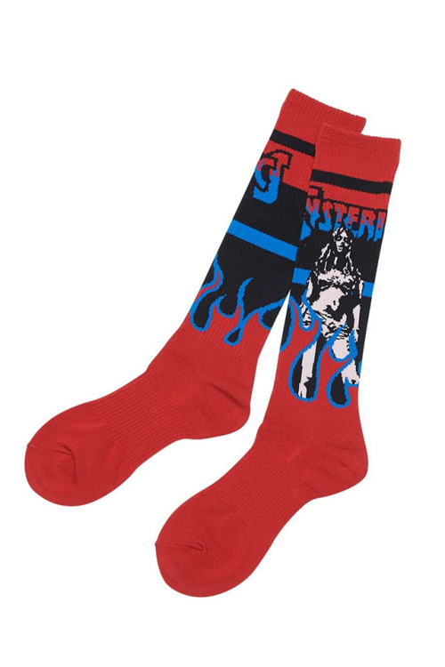 HYSTERIC GLAMOUR ヒステリックグラマー 01261QT02 BAD ASS MAMA スポーツソックス RED 正規通販 レディース