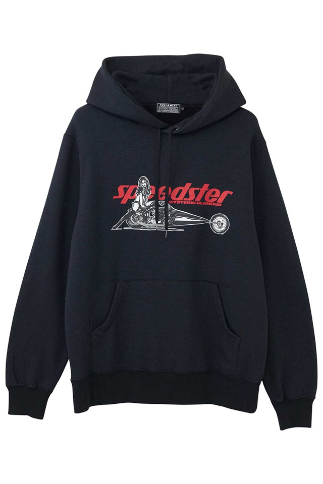 HYSTERIC GLAMOUR ヒステリックグラマー 02233CF04 SPEEDSTER パーカー BLACK 正規通販 メンズ