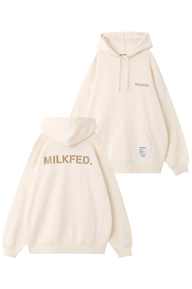 MILKFED. ミルクフェド 103231012001 STENCIL LOGO WIDE SWEAT HOODIE MILKFED. パーカー OFF WHITE 正規通販 レディース