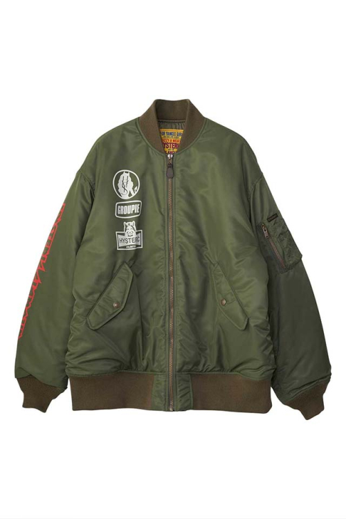 HYSTERIC GLAMOUR ヒステリックグラマー 01253AB02 DEVILS RACING MA-1 KHAKI 正規通販 レディース