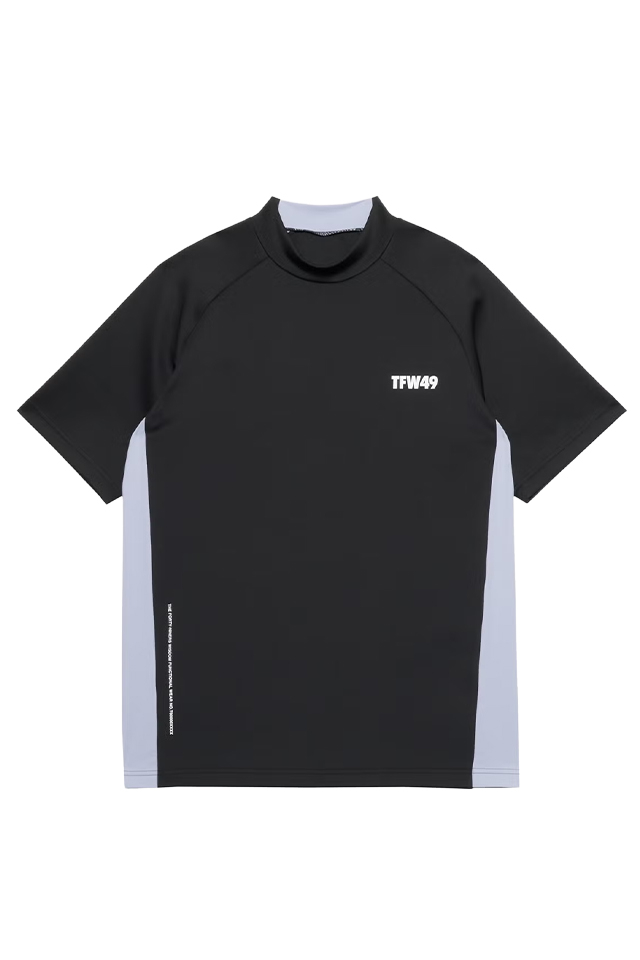 TFW49 ティーエフダブリューフォーティーナイン T102610010 SIDE PANEL SHORT SLEEVE MOCKNECK モックネックTシャツ BLACK 正規通販 ゴルフ メンズ