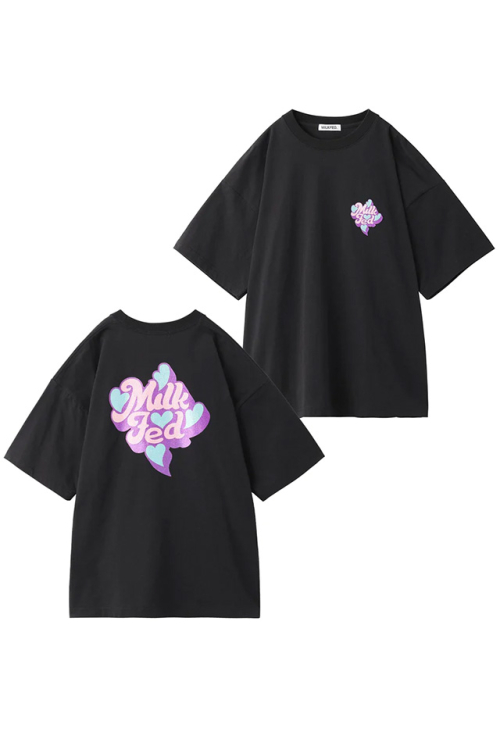 MILKFED. ミルクフェド 103232011016 GLITTER LOGO WIDE S/S TEE MILKFED. Tシャツ BLACK 正規通販 レディース