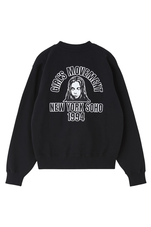 X-girl エックスガール 105263012007 ARCH LOGO AND FACE PATCH SWEATSHIRT クルーネックスウェット BLACK 正規通販 レディース
