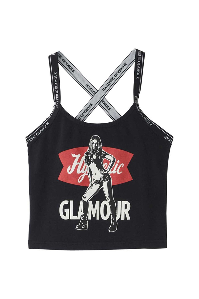 HYSTERIC GLAMOUR ヒステリックグラマー 01251CR10 HYSTERIC GROCERY キャミソール BLACK 正規通販 レディース