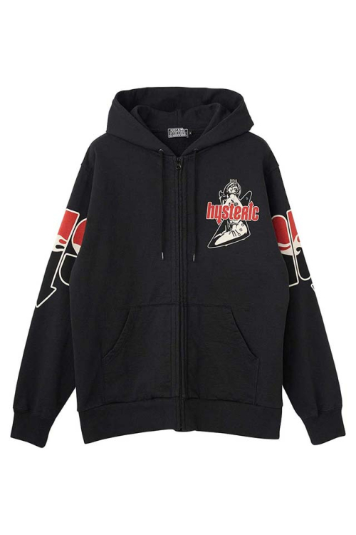HYSTERIC GLAMOUR ヒステリックグラマー 02261CF01 HYS FLARE LOGO パーカー BLACK 正規通販 メンズ